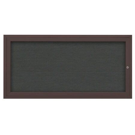 United Visual Products 72"x36" 3-Door Enclosed Outdoor Letterboard, Hdr, Grey Felt/Bronze UV1178HD-BRONZE-GREY